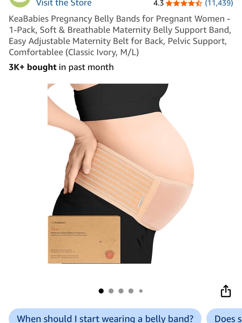 Maternity Belly Support Band in Ivory